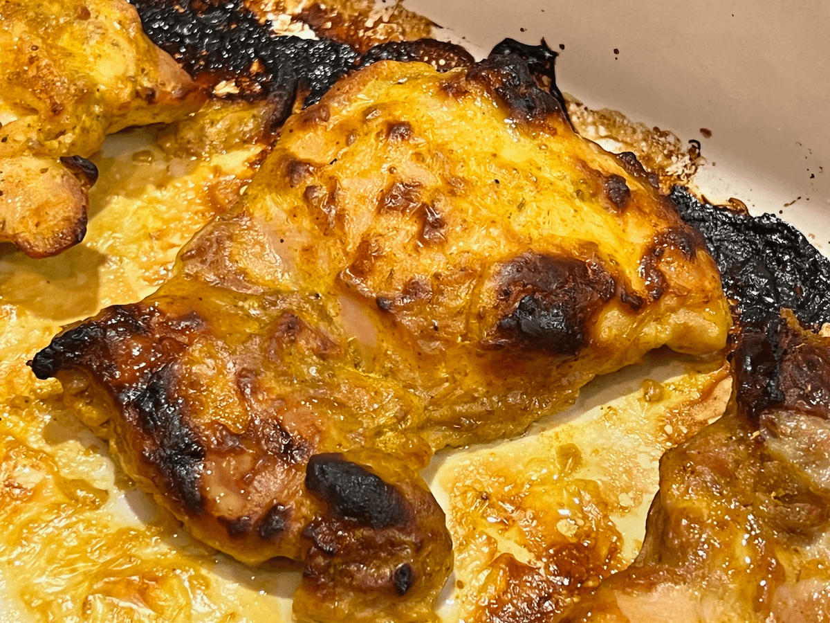 Baked tandoori chicken thighs